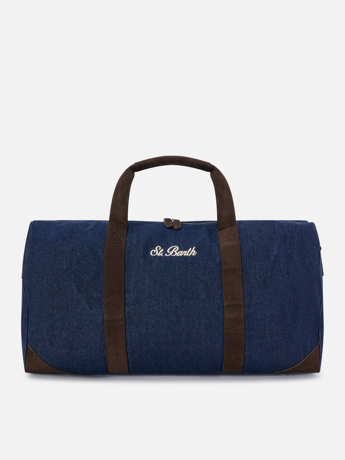 Blue Bolsa de viaje de denim Jetleg con bordado del logo 