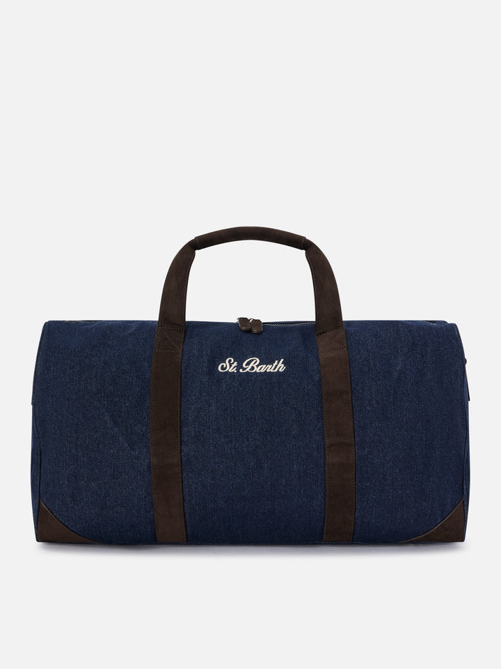 Borsone Jetleg blu in denim con ricamo logo