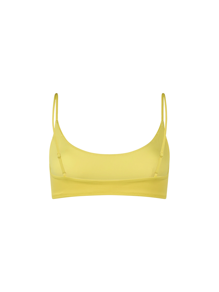 Woman pale yellow bralette beach top Judy