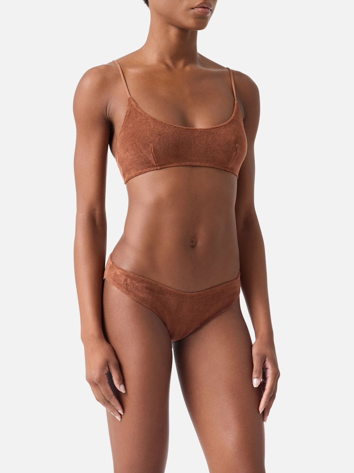 Bikini bralette de rizo marrón Judy Elise 
