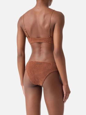Judy Elise braunes Frottee-Bralette-Bikini 