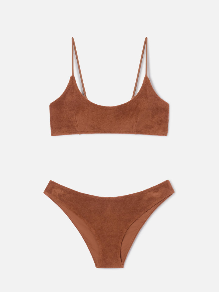 Bikini bralette de rizo marrón Judy Elise 