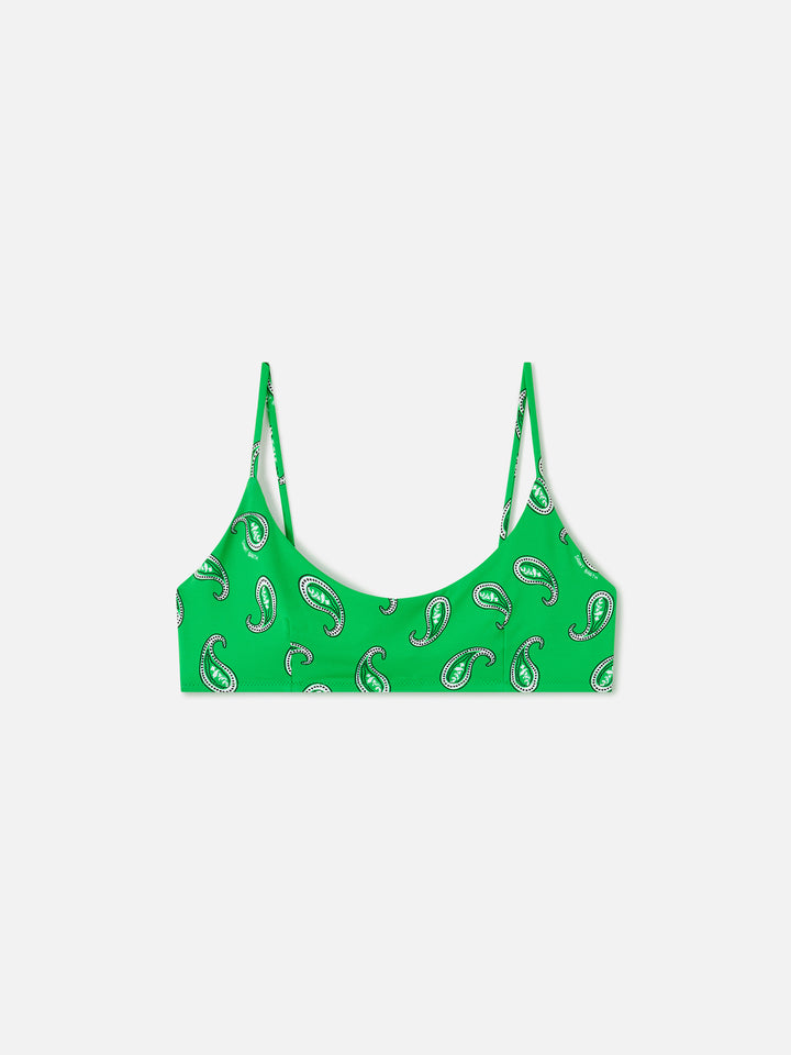 Top bikini Judy bralette con fantasia paisley verde