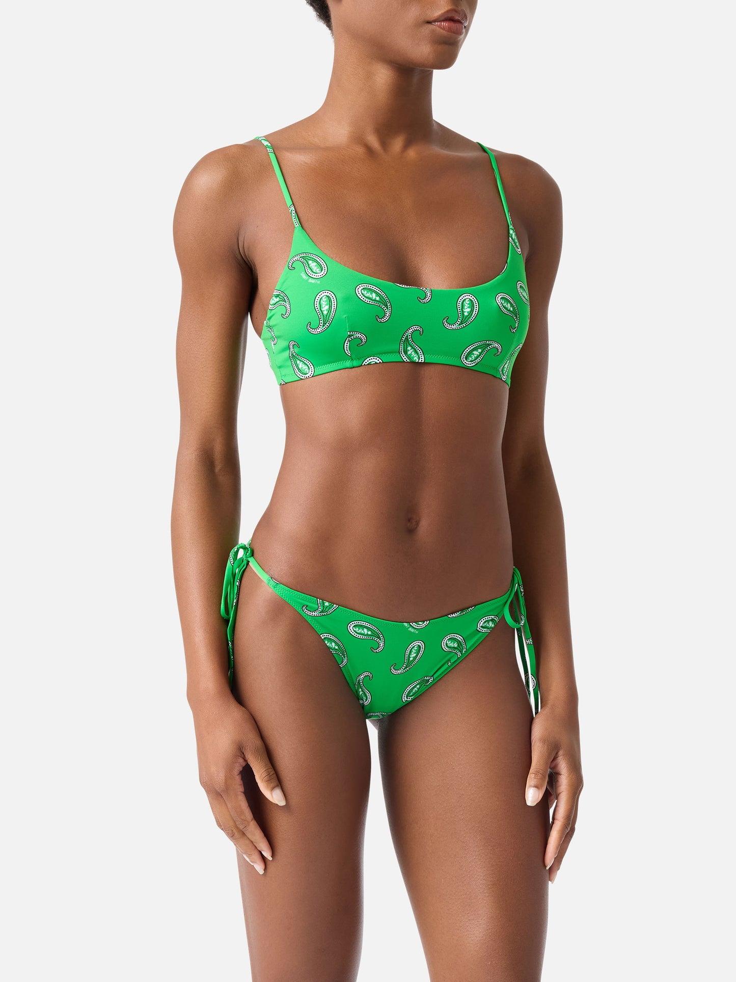 Bikini bralette Judy Marielle vert à motif paisley 