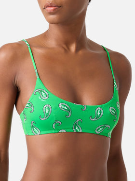 Bikini bralette Judy Marielle vert à motif paisley 