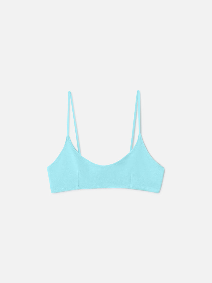 Judy water green terry bralette bikini top