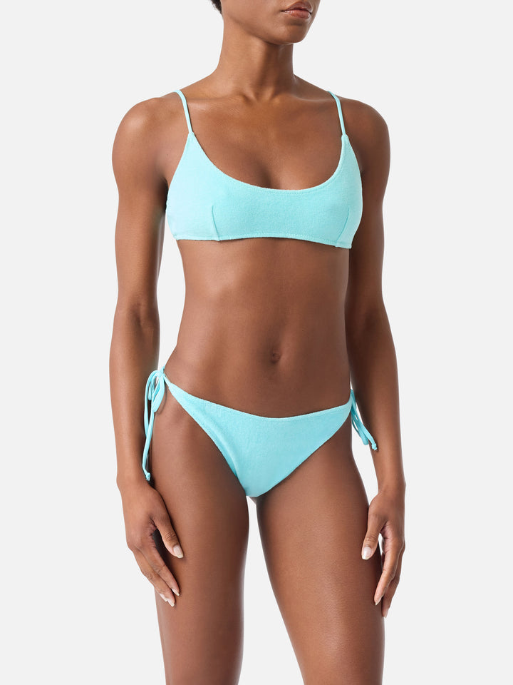Judy Virgo green terry bralette bikini