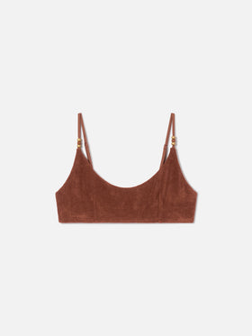 Top de bikini bralette de rizo Brown Judy con charms 