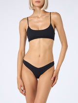 Bikini a bralette a coste nere da donna Judy Naomi