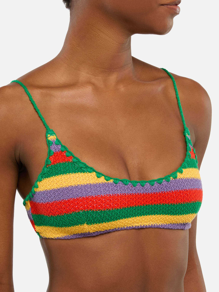 Judy multicolor striped crochet bralette top