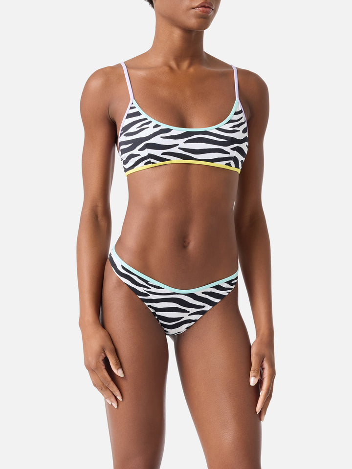 Judy Naomi zebra bralette bikini with piping
