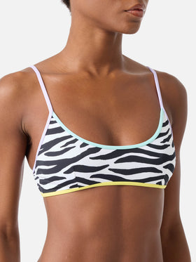Judy String Bralette-Bikinioberteil mit Zebraprint 
