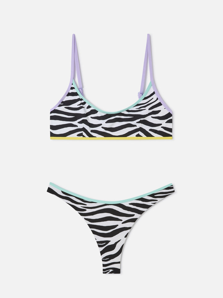 Judy Naomi zebra bralette bikini with piping