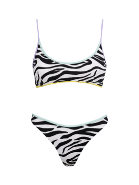 Damen Zebra-Bralette-Bikini Judy Naomi mit Paspelierung