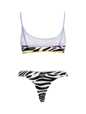 Damen Zebra-Bralette-Bikini Judy Naomi mit Paspelierung