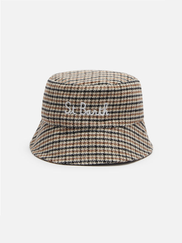 Bucket hat Jude with pied de poule print