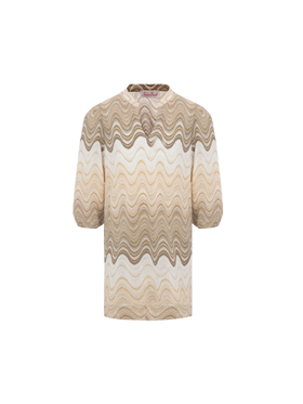 Imany Jr. – Kurzes Kleid aus goldenem Raschelstrick
