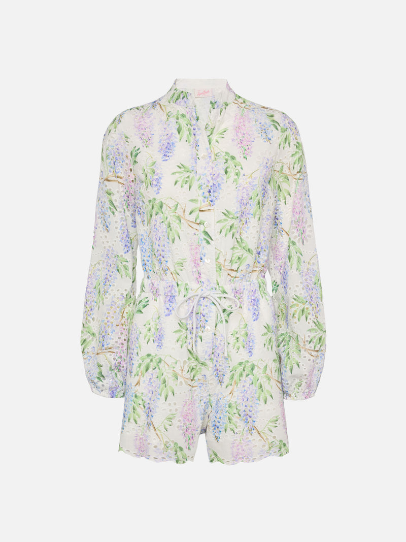 Julian Sangallo lace cotton playsuit with floral print