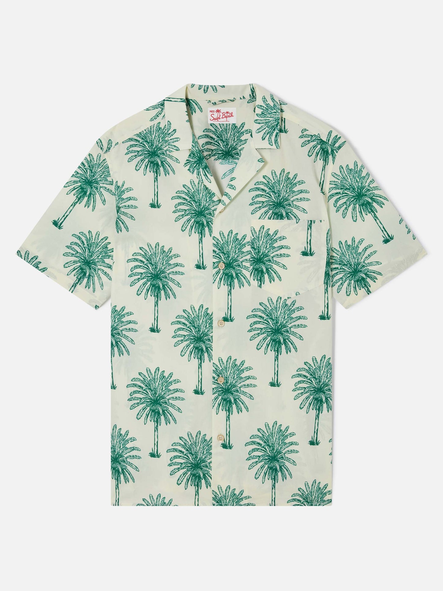 Kurzärmliges Baumwollhemd Kalea mit Palmenprint 