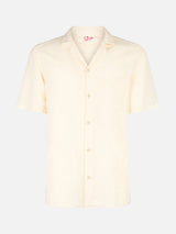 Man linen shirt Kalea with flower embroidery