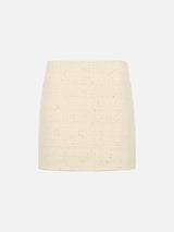 Woman wooly tweed white skirt Katrine with sequins