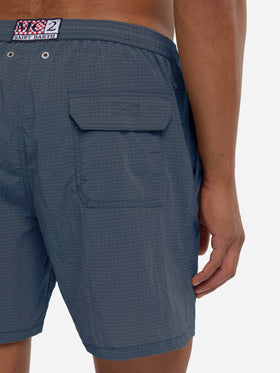 Mid-length swim shorts Katch in navy blue ripstop fabric