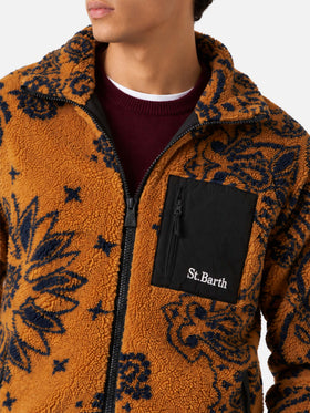 Giacca Keystone in sherpa con fantasia all-over su fondo senape