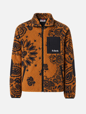 Giacca Keystone in sherpa con fantasia all-over su fondo senape