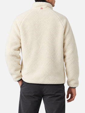 Weiße Keystone Sherpa-Jacke mit aufgesetzten Taschen im Pied-de-Poule-Muster 