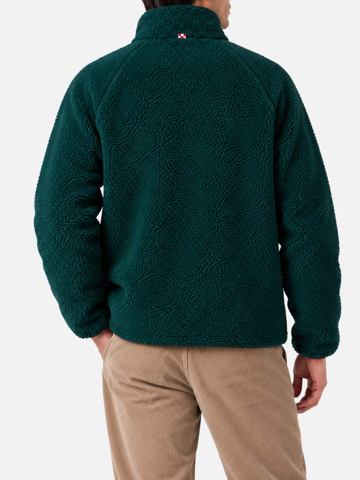 Veste Keystone en sherpa vert avec poches plaquées pied-de-poule 