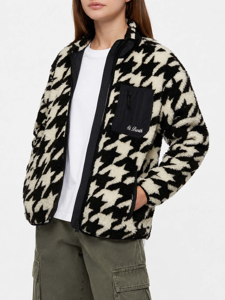 Teddy-Fleece-Jacke Keystone mit Pied-de-Poule-Print 