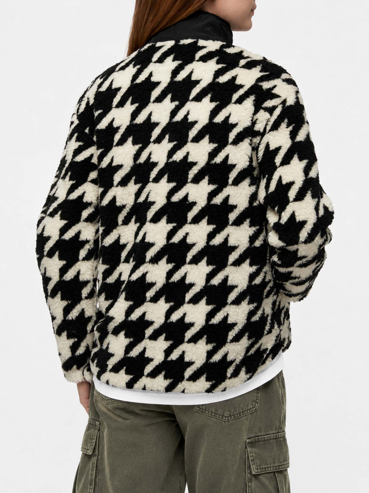 Teddy-Fleece-Jacke Keystone mit Pied-de-Poule-Print 