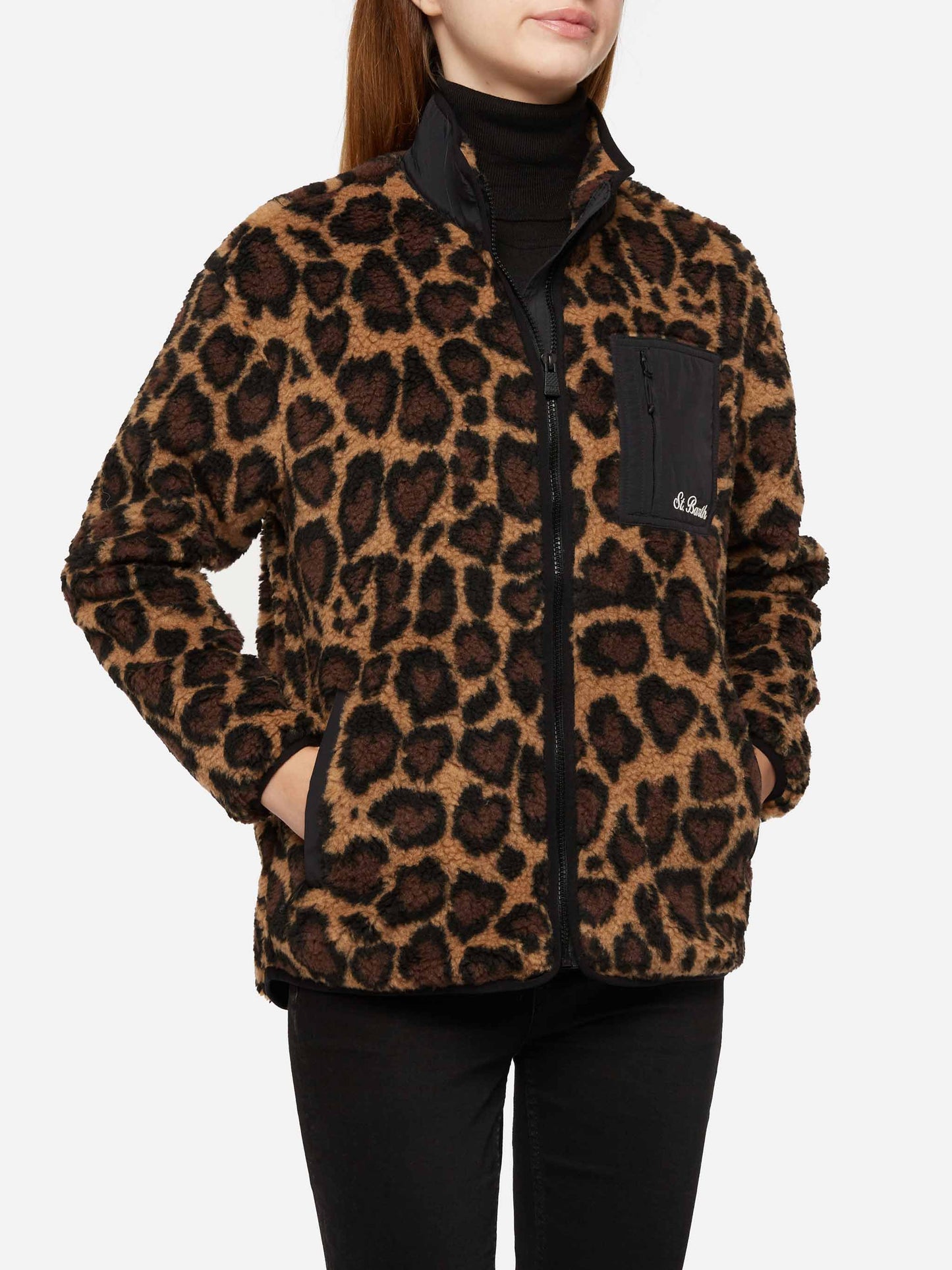 Teddyfleecejacke Keystone mit Leopardenprint
