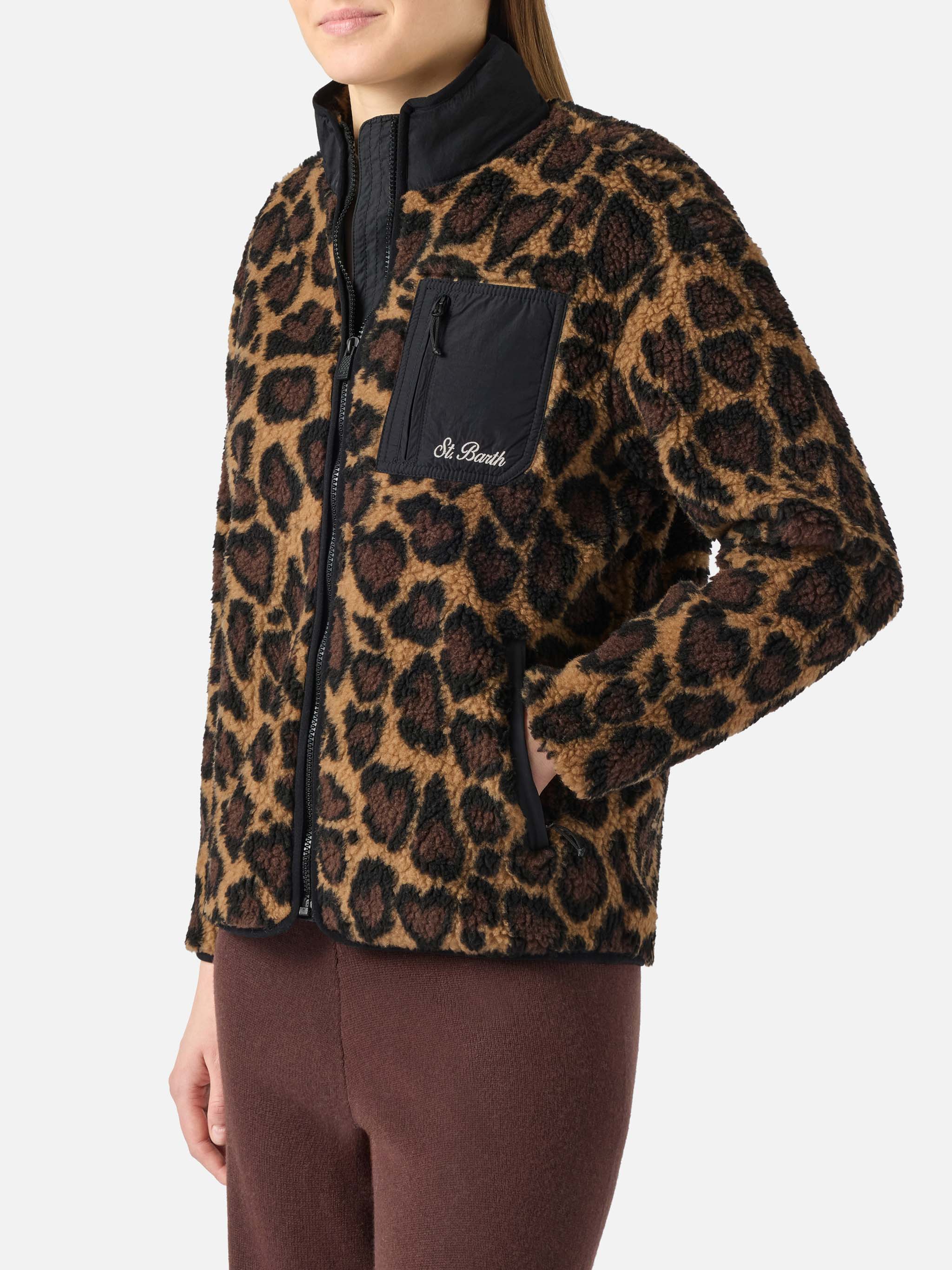 Teddy-fleece jacket Keystone with leopard print – MC2 Saint Barth