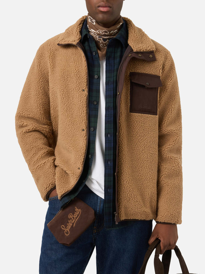 Beige Keystone Teddy-Jacke mit Reißverschluss 
