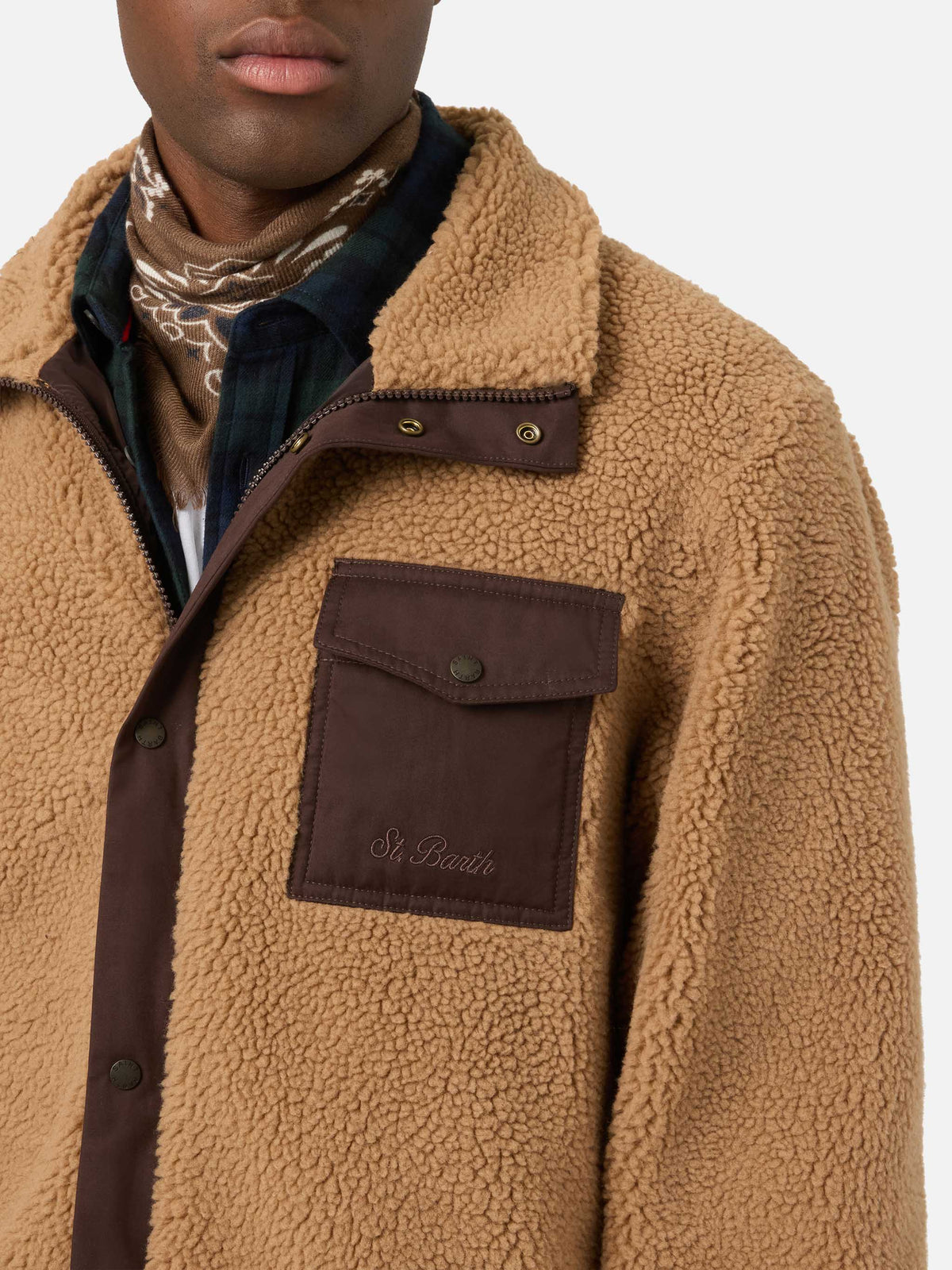 Chaqueta teddy Keystone Beige con cierre de cremallera 