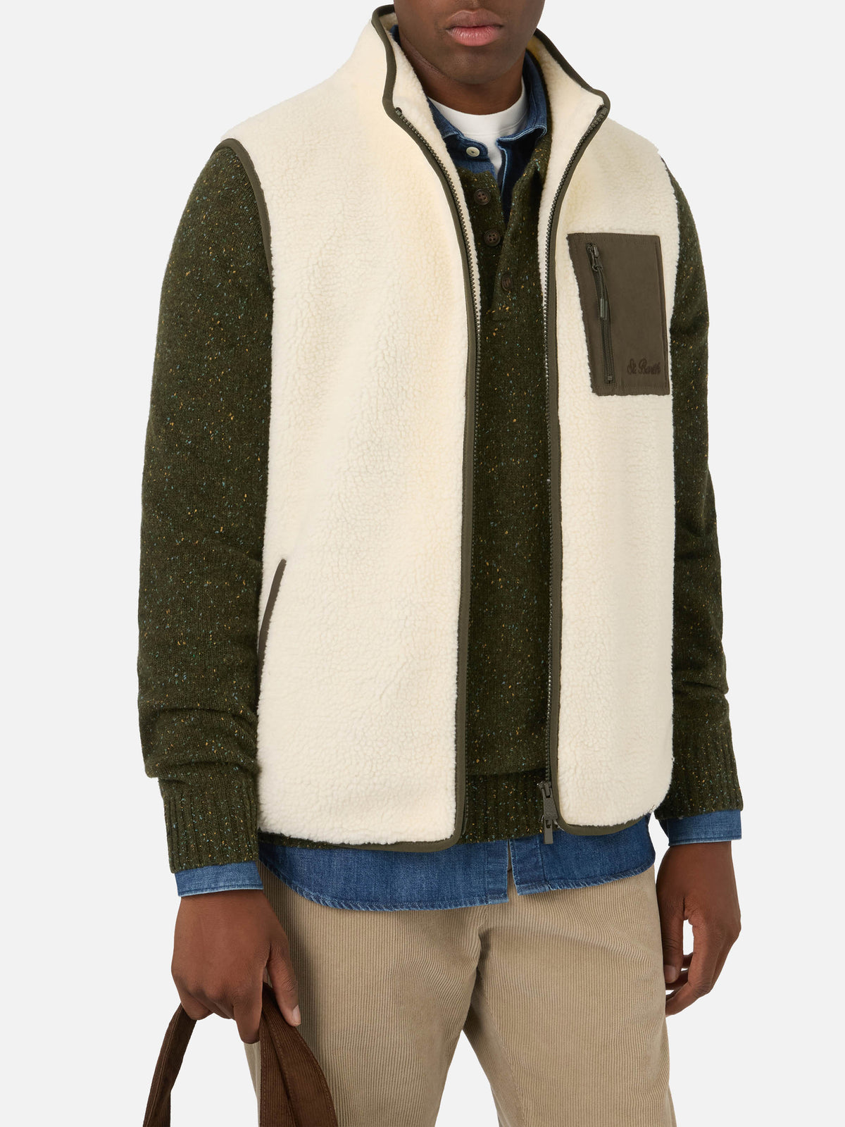 Off white Keystone Teddy-Weste mit Reißverschluss 