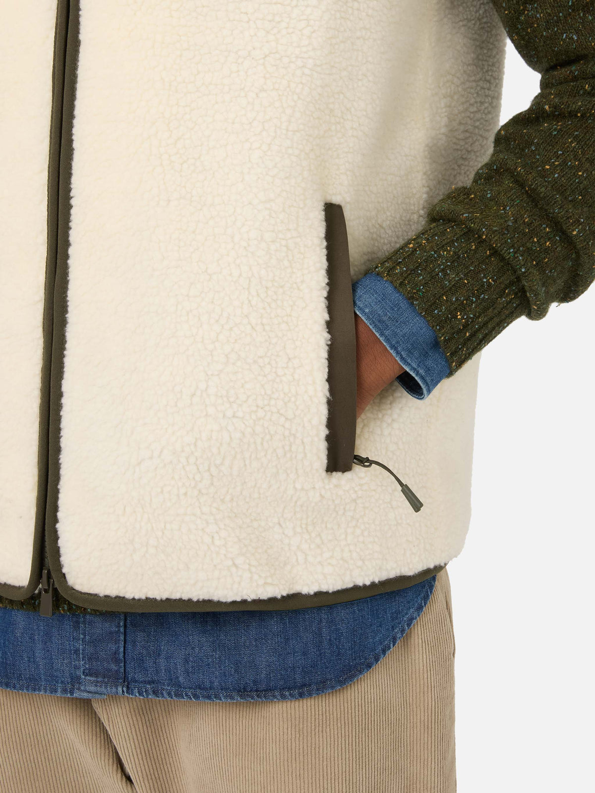 Off white Keystone Teddy-Weste mit Reißverschluss 