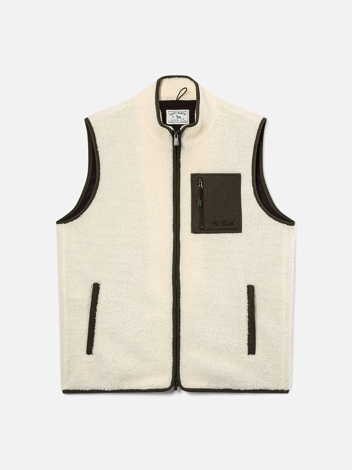 Off white Keystone Teddy-Weste mit Reißverschluss 