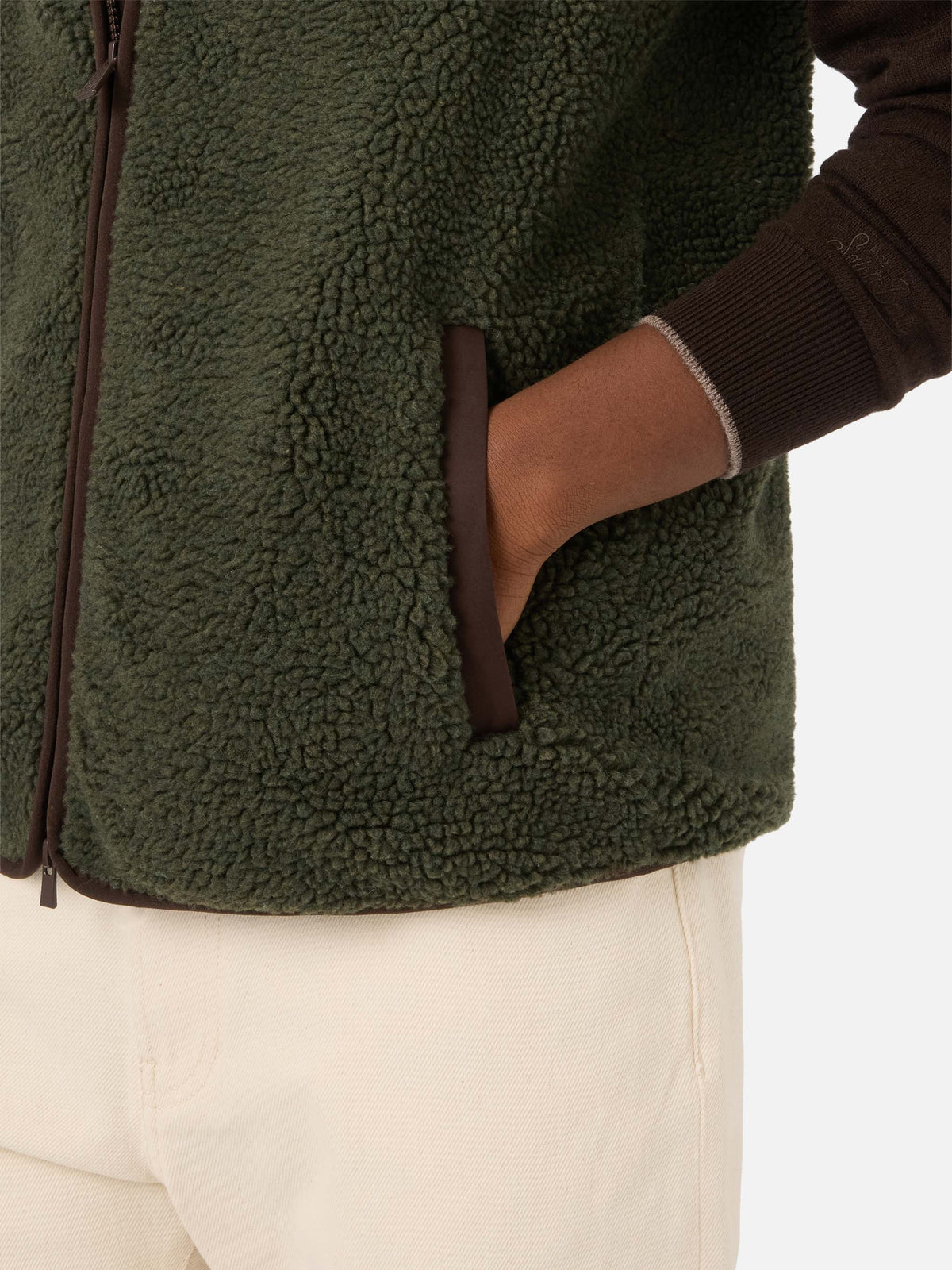Gilet teddy Keystone vert militaire avec fermeture zippée 