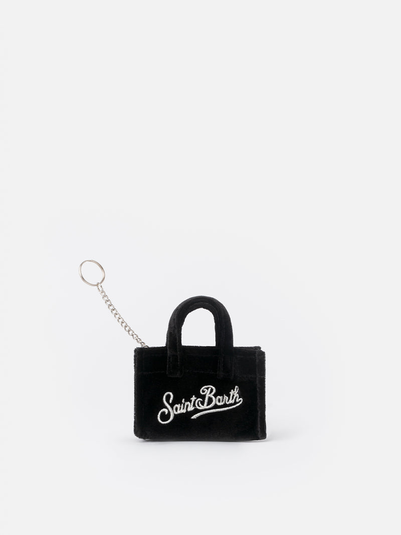 Black velvet fabric Key Holder with logo embroidery