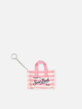 Pink striped cotton canvas Key Holder