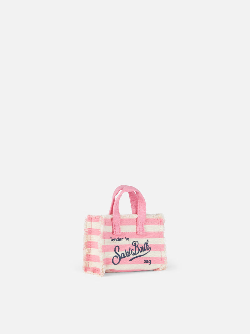 Pink striped cotton canvas Key Holder