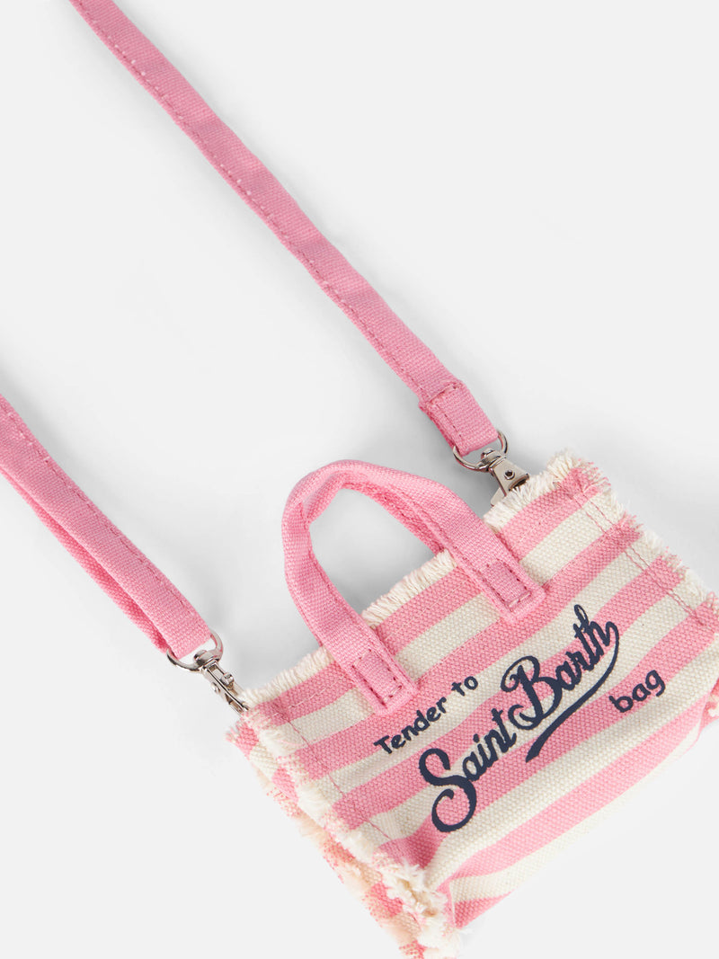 Pink striped cotton canvas Key Holder