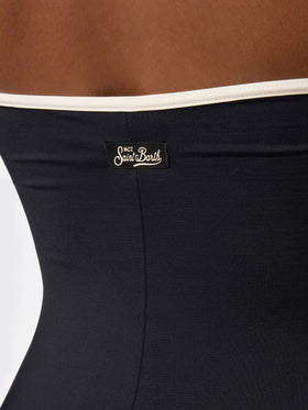 Khyra String bandeau black one-piece swimsuit with contrast details