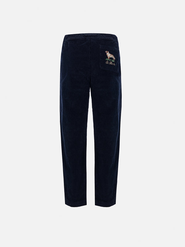 Pantaloni in velluto a coste da bambino Kilkenny con ricamo di cane country