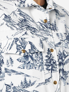 Leichte gesteppte Jacke Kimmy mit blauem Toile-de-Jouy-Print 