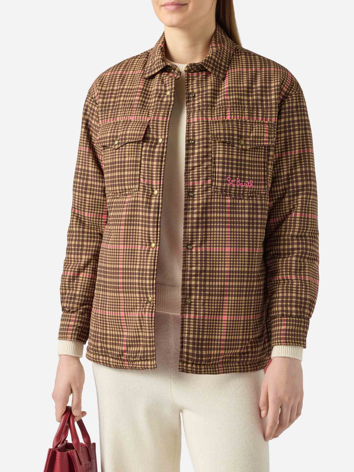 Gesteppte, wattierte, leichte Jacke Kimmy mit Hahnentritt-Muster