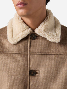 Giacca Kells pied de poule con colletto in eco shearling