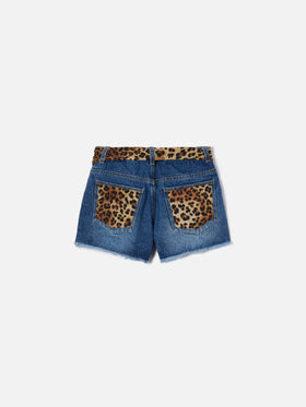 Kiko Jr Cotton Shorts with leopard details
